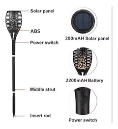 Antorcha Solar Led Efecto Fuego Exterior Varios Modelos 3w - Home & Outlet