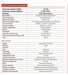 Grupo Electrógeno Generador Monofasico 10 Kva Motor 18hp - comprar online