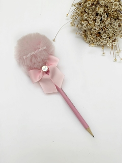 Lápis Pompom e Laço Rosa Bebê - comprar online