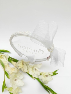 Tiara Laço Crinol e Cristais 3D Eloá Branco - comprar online