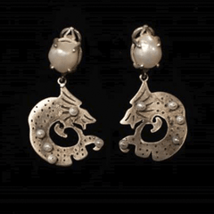 T211 Silver Earings - From my Chinese Cabinet