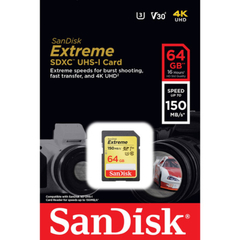 Cartão Memória Sandisk Extreme Sd 64gb 150mb/s Cl 10 4k Sdxc