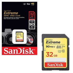 Cartão Memória Sd Hc Sandisk Extreme 32gb 90m/s 4k Lacrado - Dado Digital Informática e Eletrônicos