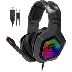 FONE HEADSET GAMER 1 X P3 + USB (RGB) + ADAP. 2 X P2 BLACK HAWK RGB FORTREK - comprar online