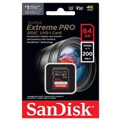 Cartao De Memoria SD 64GB Sandisk Extreme PRO 200Mb/s