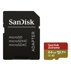 CARTAO DE MEMORIA MICRO SD 64GB SANDISK EXTREME 2X1 4K UHD 160MB/S