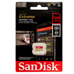 CARTAO DE MEMORIA MICRO SD 128GB SANDISK EXTREME 2X1 4K UHD 190MB/S