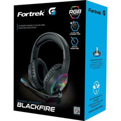 FONE HEADSET GAMER 2 X P2 + USB (RGB) + ADAP. P3 BLACKFIRE RGB FORTREK