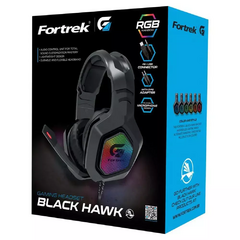 FONE HEADSET GAMER 1 X P3 + USB (RGB) + ADAP. 2 X P2 BLACK HAWK RGB FORTREK