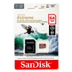 Cartao De Memoria Micro Sd 64gb Sandisk Extreme 2x1 4k Uhd 170mb/S