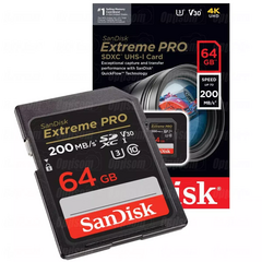 Cartao De Memoria SD 64GB Sandisk Extreme PRO 200Mb/s - comprar online