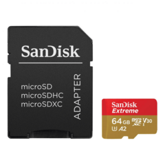 Cartao De Memoria Micro Sd 64gb Sandisk Extreme 2x1 4k Uhd 170mb/S - comprar online