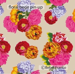 TECIDO BF FLORAL BEGE PIN-UP