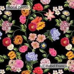 TECIDO BF FLORAL PRETO na internet