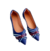 Sapatilha bico fino Cindeella Foot alongado azul marinho com tiras colorida