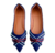 Sapatilha bico fino Cindeella Foot alongado azul marinho com tiras coloridas