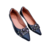 Sapatilha bico fino alongada Cinderella Foot Pedraria preta