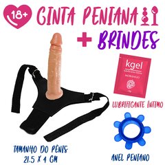 Cinta Peniana Com Prótese Realística 21,5 cm Brindes Cinto Com Pênis