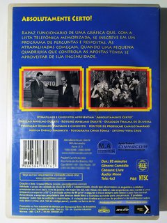 DVD Absolutamente Certo Anselmo Duarte Dercy Gonçalves 1957 Original Vera Cruz Nacional - comprar online