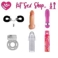 Kit Sex Shop Vibrador Algema Capa Peniana Anel Pênis + Gel Comestível