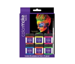 Kit Maquiagem Fluorescente c/ 06 cores e pincel