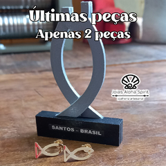 Brinco (pino) de Prata 950 com banho de ouro - Peixe da Entrada de Santos