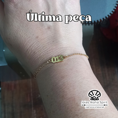 Pulseira de Prata 950 com banho de ouro - Prefixo de Santos - Jóias Aloha Spirit