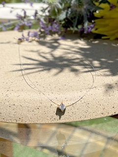 Colar Ponto de Luz Zircônia Branca Nylon Banho de Ouro 18K - 45 cm - comprar online