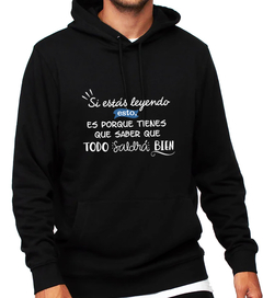 Canguro de algodón frizado, excelente calidad. ESTAMPADO con Frase (05) Unisex