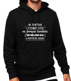 Canguro de algodón frizado, excelente calidad. ESTAMPADO con Frase (07) Unisex