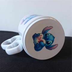 Taza STITCH de plástico, alta calidad, apta microondas, con asa Corazones y base estampada como novedad! en internet