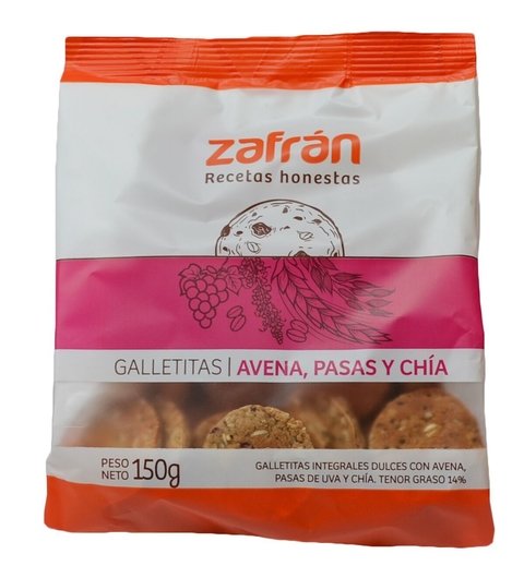 Galletitas Zafrán avena, pasas y chia 150g