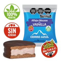 Alfajor Cerro Azul. Mousse de Vainilla sin azucar. Sin Tacc. 55g