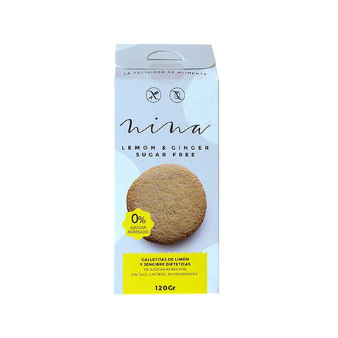 Galletitas Nina limón y jengibre. Sin tacc, sin azúcar. 100g