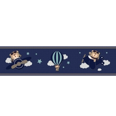 2 Faixa Decorativa Adesivo de Parede Infantil Urso Aviador