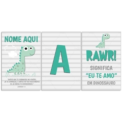 DINOSSAURO PLACAS DECORATIVAS NOME E LETRA