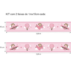 2 Faixa Decorativa Adesivo de Parede Infantil Urso Aviador - comprar online