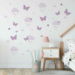 BORBOLETAS E NUVENS KIT ADESIVOS DECORATIVOS PAREDE INFANTIL - comprar online