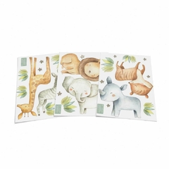 Combo Animais Safari Aquarelado Verde KIT Com Enfeite de Porta MDF - comprar online