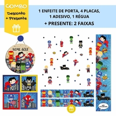 Combo Super Herois Baby KIT Com Enfeite de Porta MDF