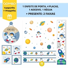 Combo Astronauta KIT Com Enfeite de Porta MDF