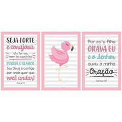 FLAMINGO SALMOS SEJA FORTE PLACAS DECORATIVAS INFANTIL