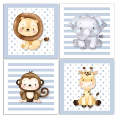 ANIMAIS SAFARI AQUARELA KIT PLACAS DECORATIVA - comprar online