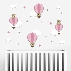 URSA BALONISTA KIT ADESIVOS DECORATIVOS DE PAREDE QUARTO INFANTIL MENINA