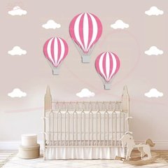 KIT CONJUNTO DE PLACAS DECORATIVA INFANTIL MDF FORMATO BALÕES ROSA