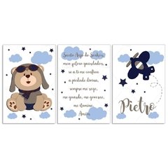 URSO AVIADOR ORAÇÃO PLACAS DECORATIVAS - Mamãe Decoradora - Quadros, Placas e Adesivos.