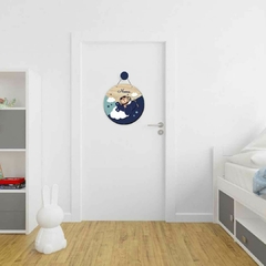 Imagem do Combo Urso Aviador Azul Marinho KIT Com Enfeite de Porta MDF