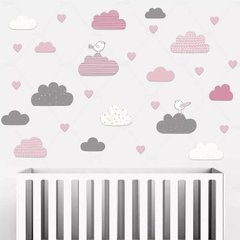 NUVENS CORAÇÕES KIT ADESIVOS DECORATIVOS PAREDE INFANTIL