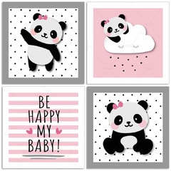 PANDA NUVEM PLACAS DECORATIVAS QUARTO INFANTIL MENINA