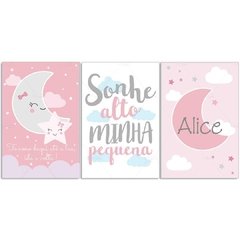 LUA SONHE ALTO PLACAS DECORATIVAS MENINA - Mamãe Decoradora - Quadros, Placas e Adesivos.